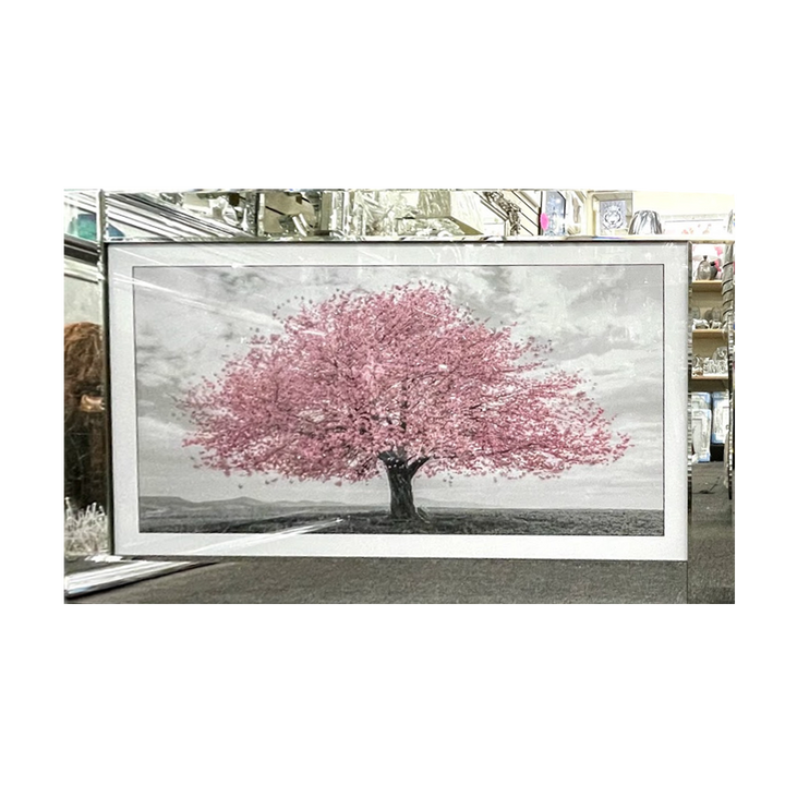 Pink Blossomed Tree in Mirror Frame