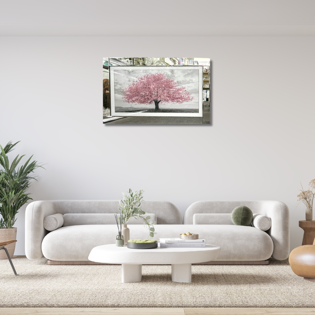 Pink Blossomed Tree in Mirror Frame