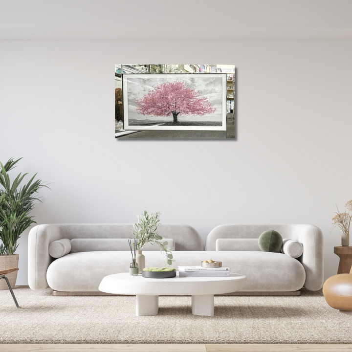 Pink Blossomed Tree in Mirror Frame