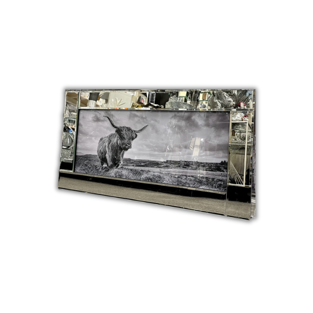 Highland Cow Grace in Mirror Frame