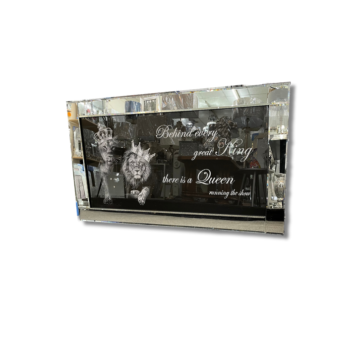 Silver Crowned Lion King and Queen Mirror Art