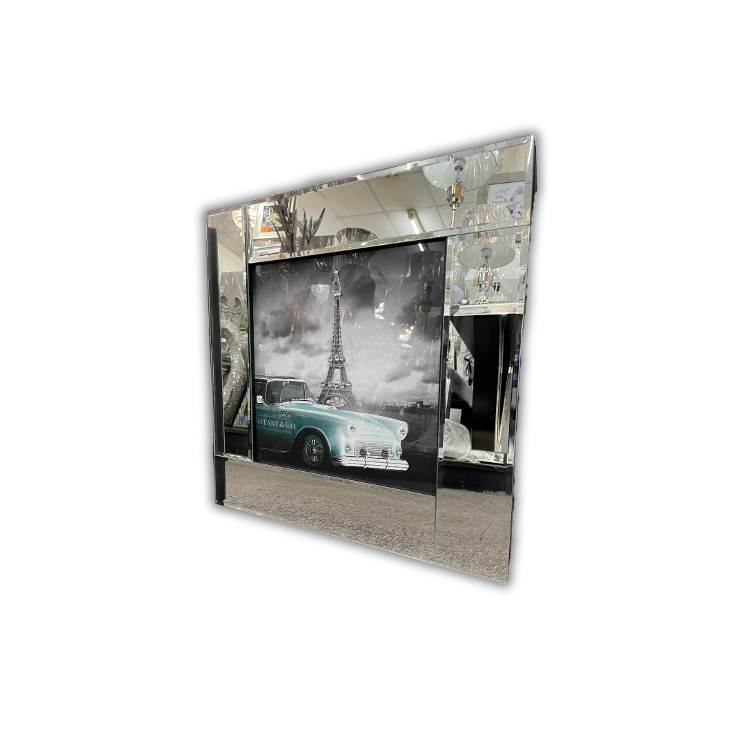 Eiffel Tower and Vintage Car Mirror Art