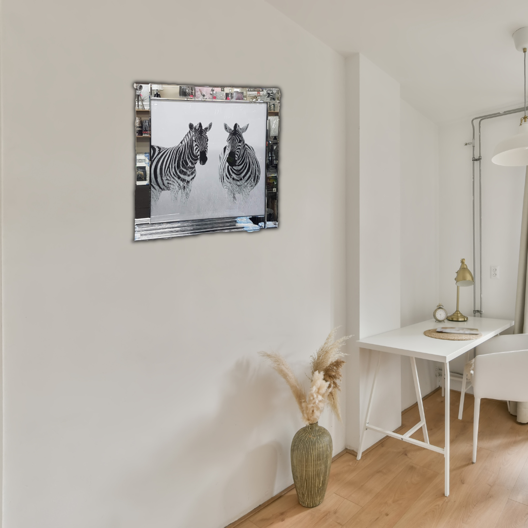 Two Zebras Mirror Frame Wall Art