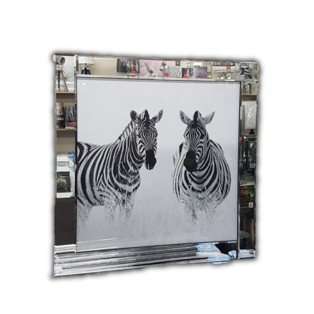 Two Zebras Mirror Frame Wall Art