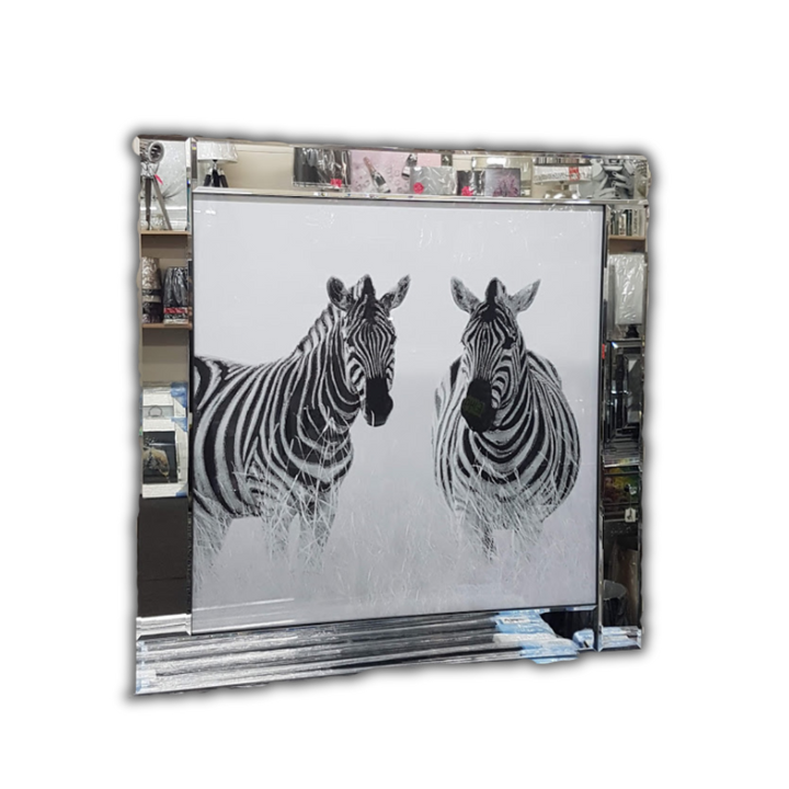 Two Zebras Mirror Frame Wall Art