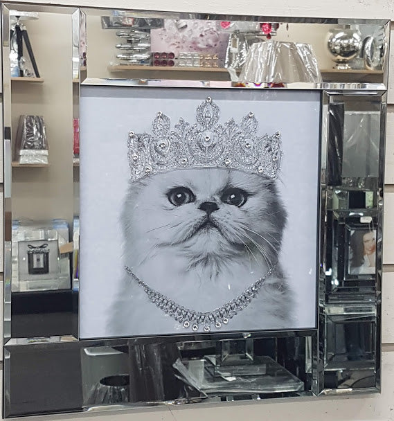 Royal Cat Wall Art with Mirror Frame