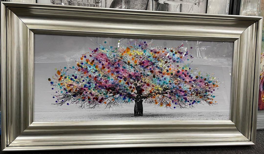 Colourful Tree Wall Art with Champagne Cove Frame