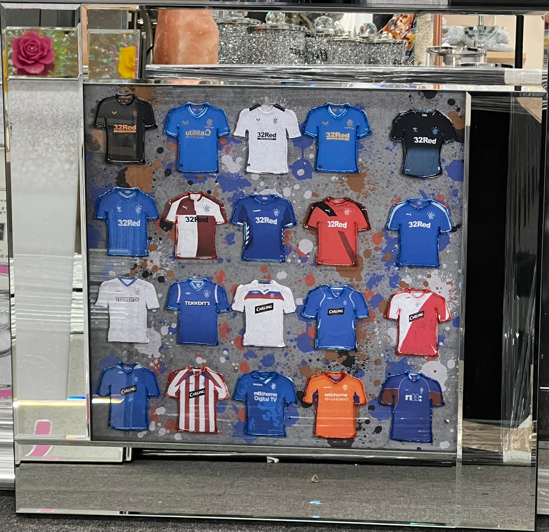 Rangers FC Team Shirts Wall Art with Mirror Frame