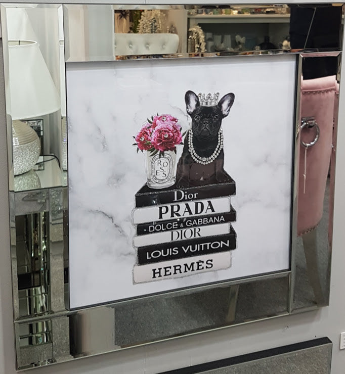Black French Bulldog on Designer Books Art