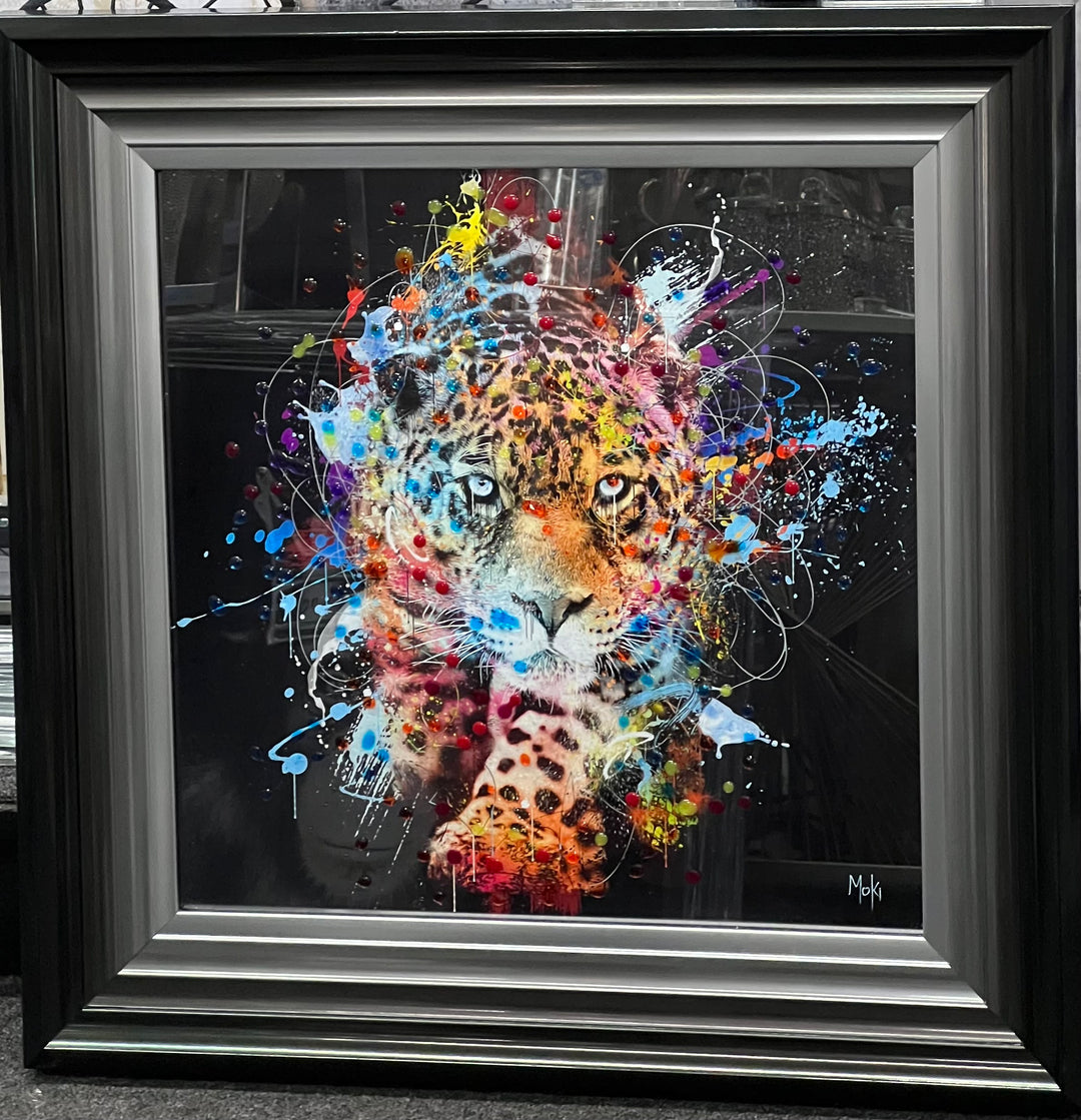 Multi-Colour Leopard Liquid Art - Two Tone Step Frame