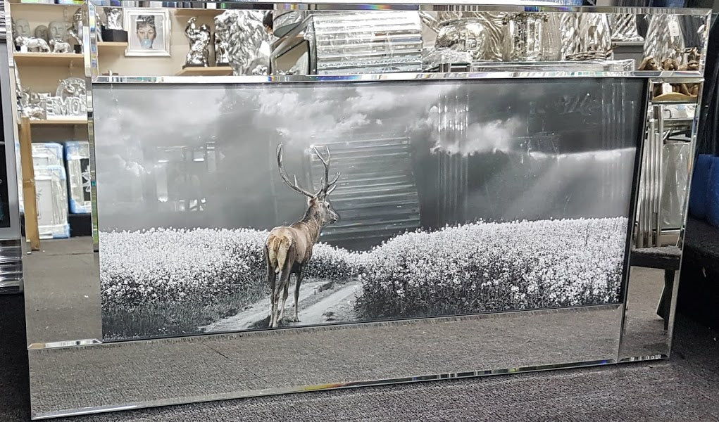 Stag Pathway Picture with liquid art & Mirror Frame