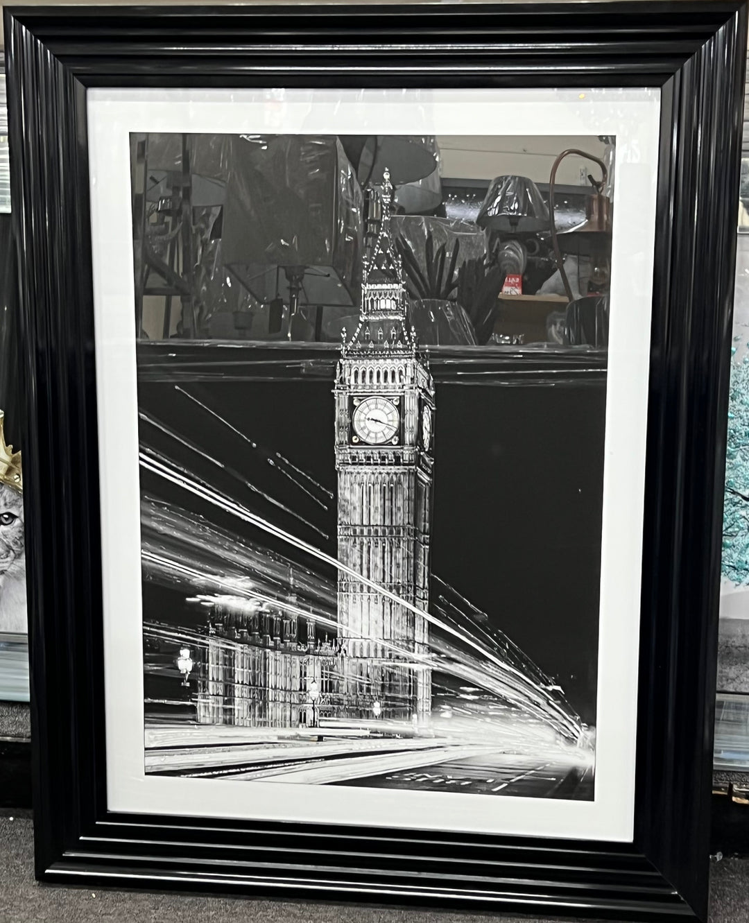 Big Ben Light Art Picture black step frame