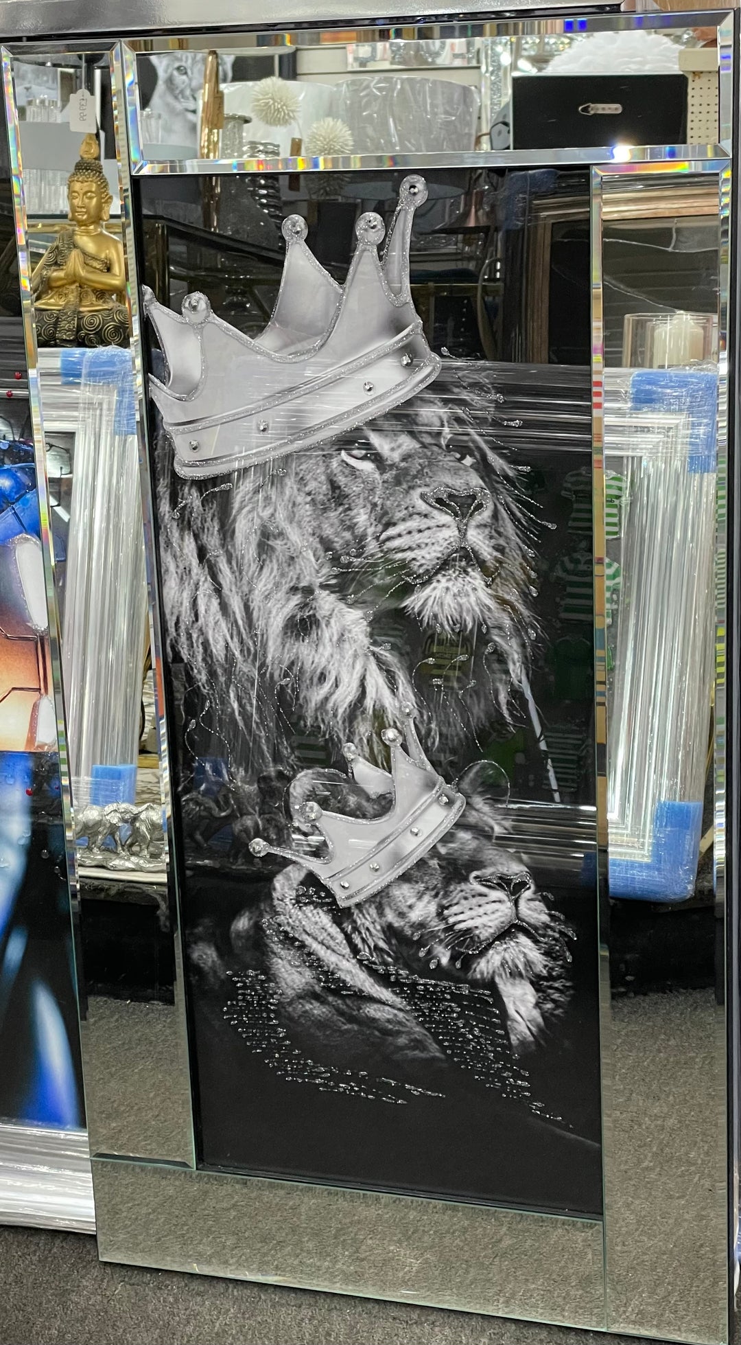 Lion King and Lioness Queen with Silver Crowns Picture