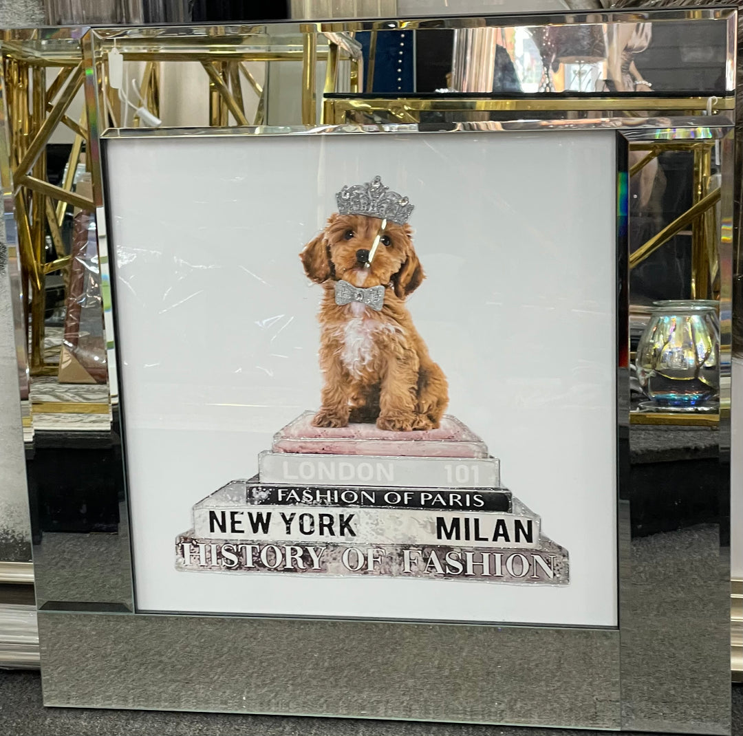 Brown Cockapoo Dog with Crown & Bow Tie Wall Art