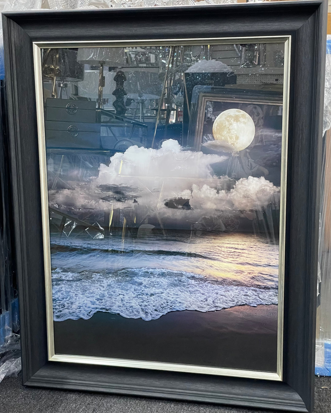 Beach Waves & Moon Wall Art