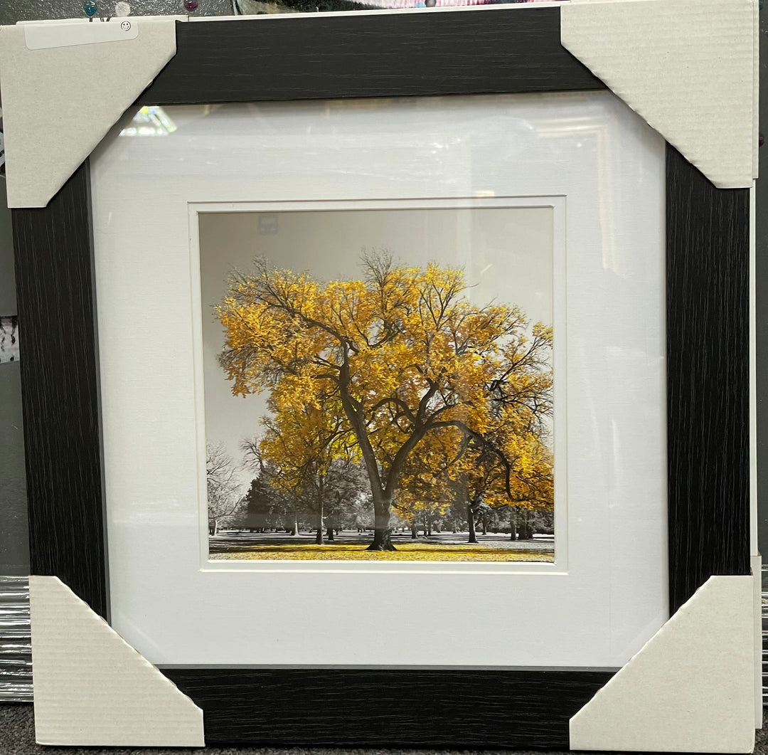 Yellow Blossom Leaves Tree Wall Art