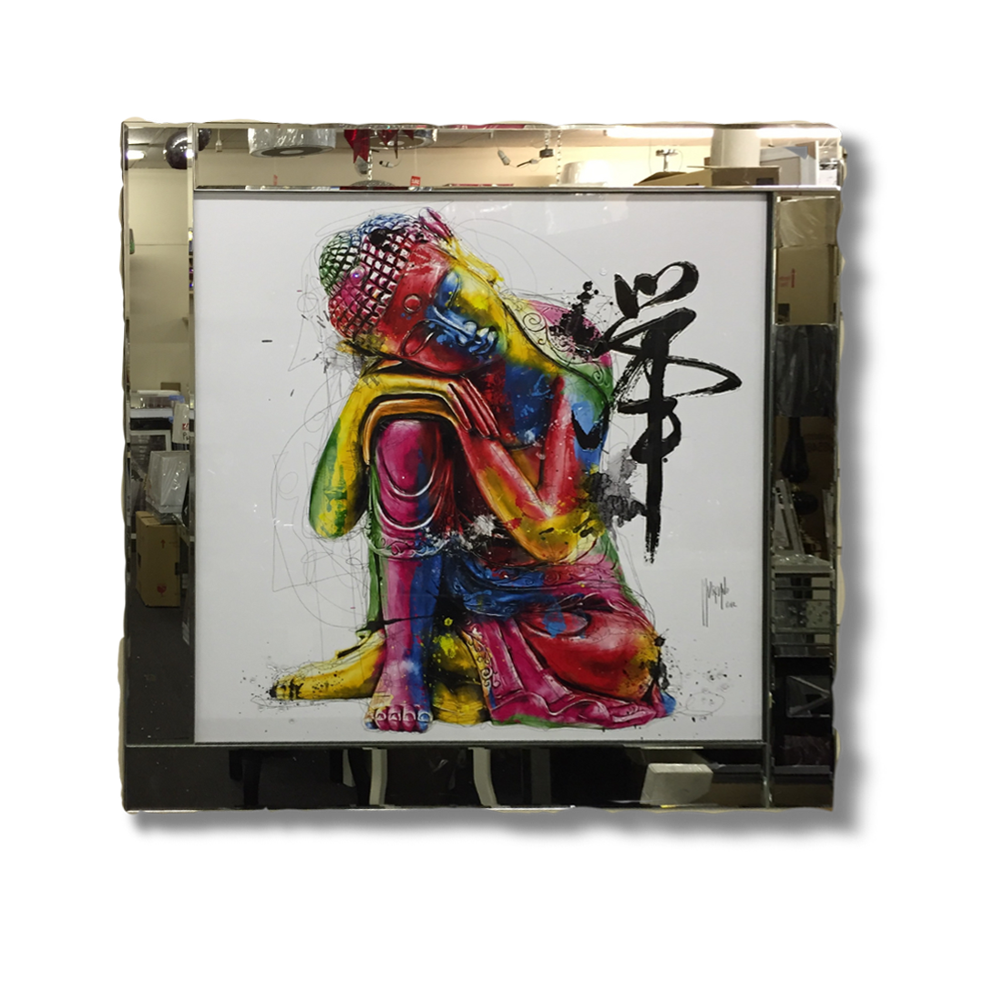 Buddha Feng Shui mirror framed Multicoloured picture