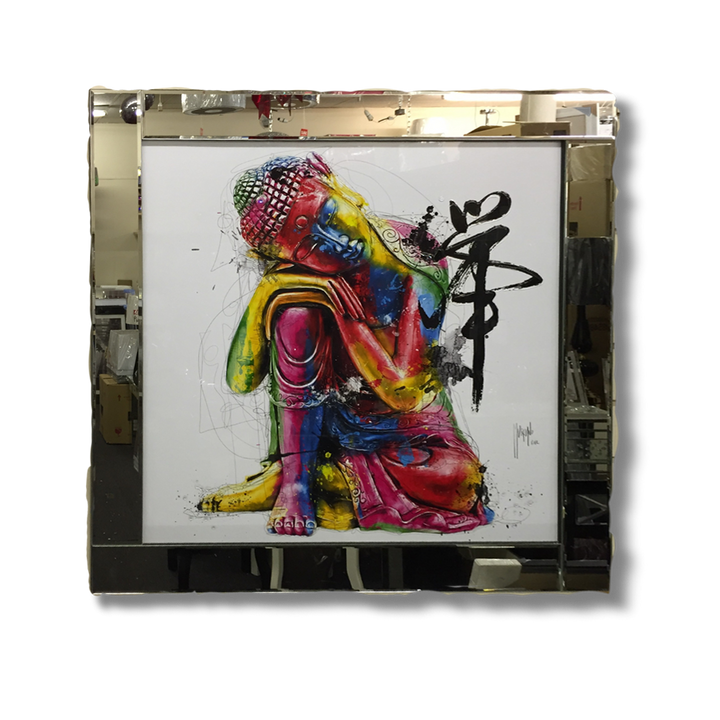 Buddha Feng Shui mirror framed Multicoloured picture