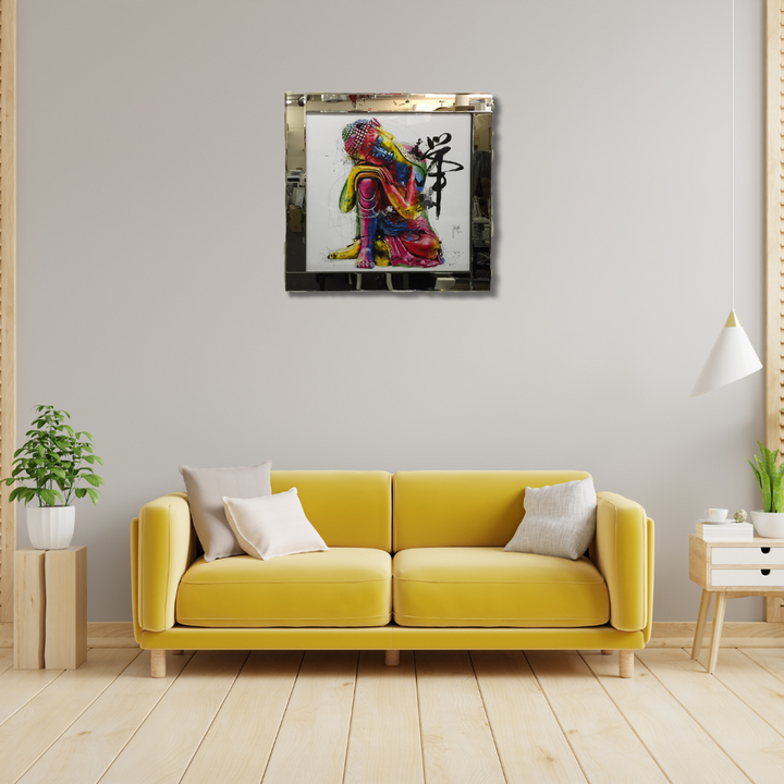 Buddha Feng Shui mirror framed Multicoloured picture