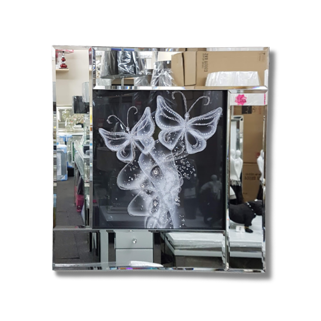 Ethereal White Butterflies in Crystal and Mirror