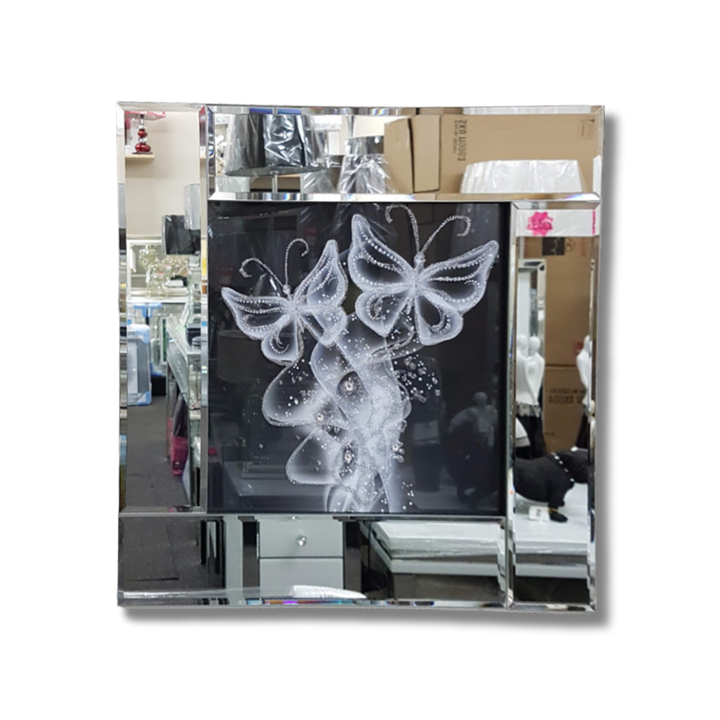 Ethereal White Butterflies in Crystal and Mirror