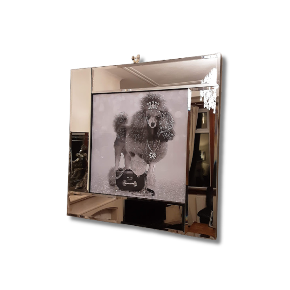 Posh Poodle with Handbag in Liquid Art and Crystals