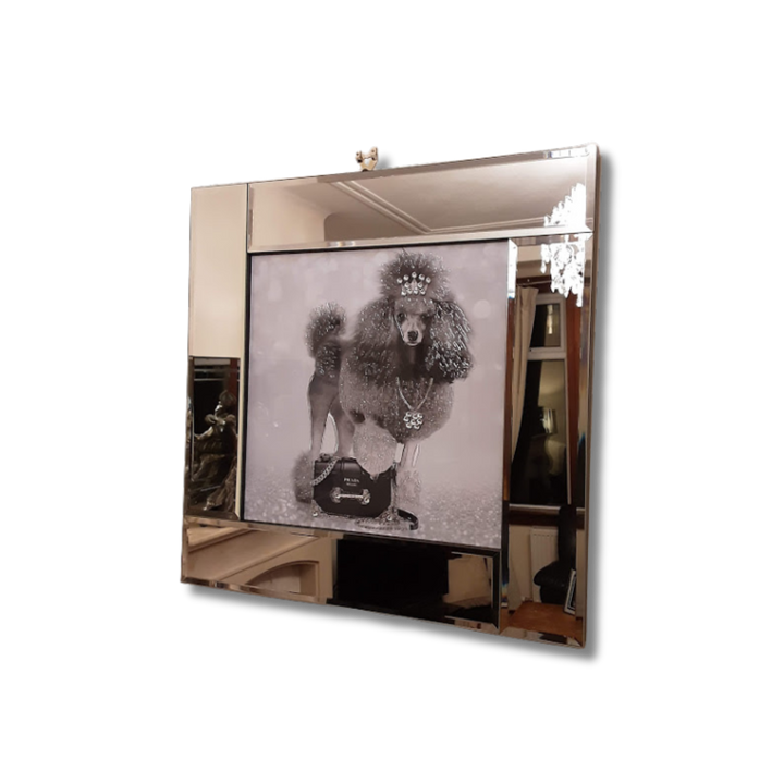 Posh Poodle with Handbag in Liquid Art and Crystals