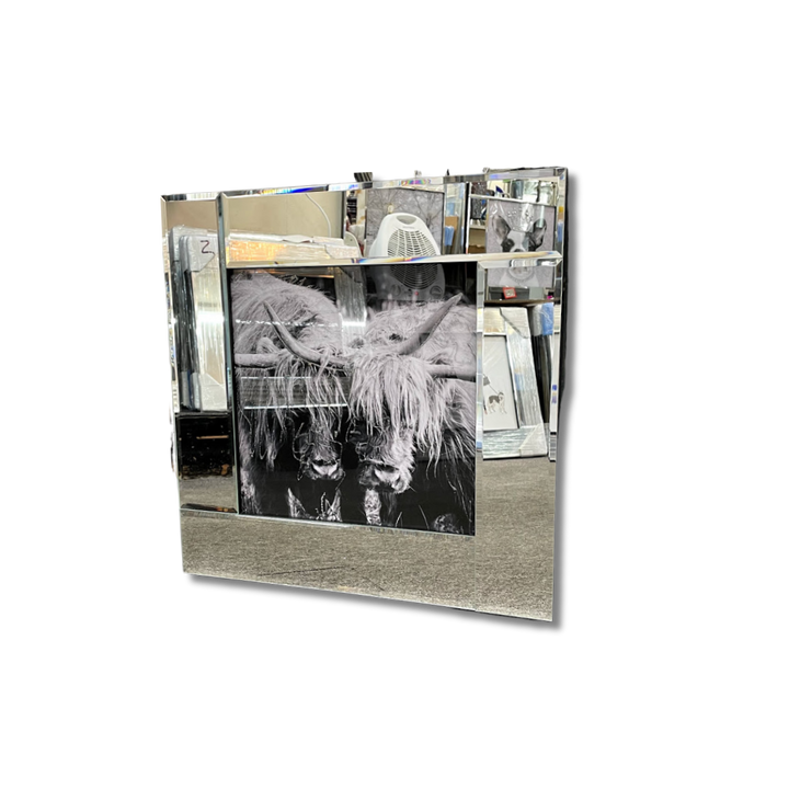 Two Highland Cow mirror frame picture