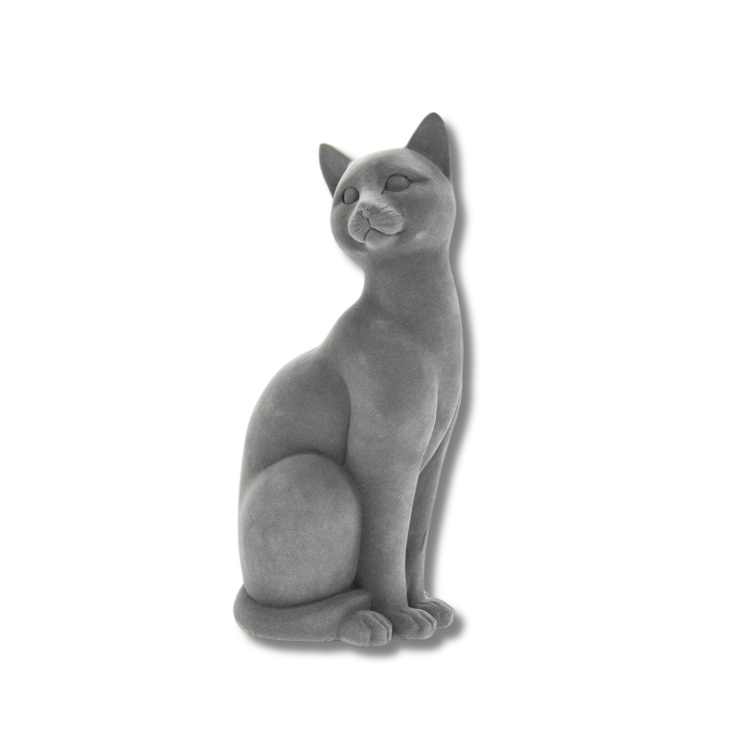 Grey Velvet Cat Wall Sculpture