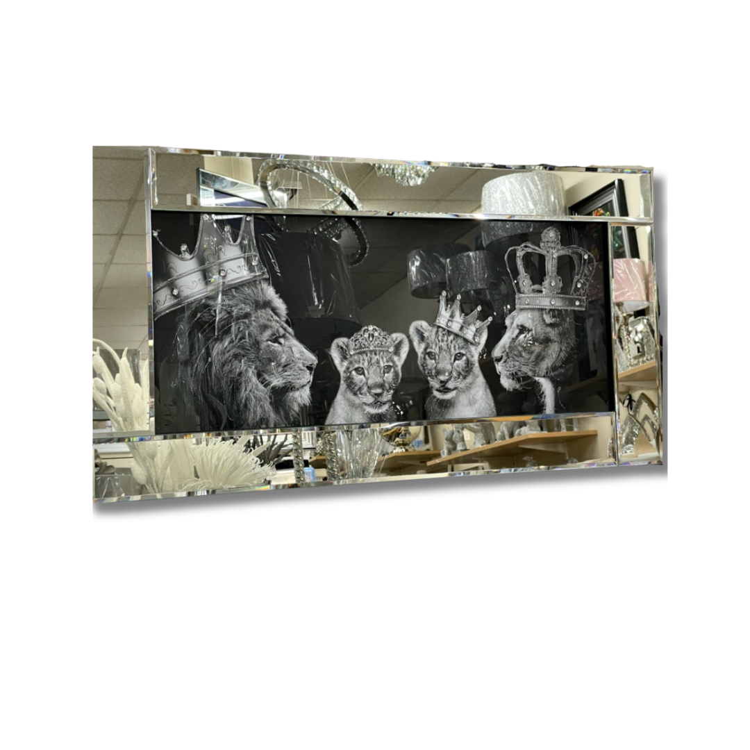Silver Crowned Lion Family Artwork