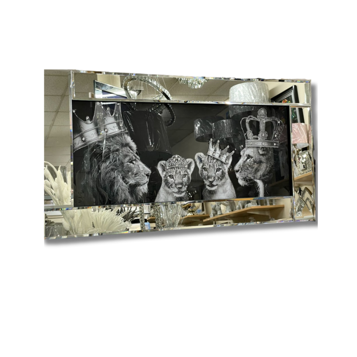 Silver Crowned Lion Family Artwork
