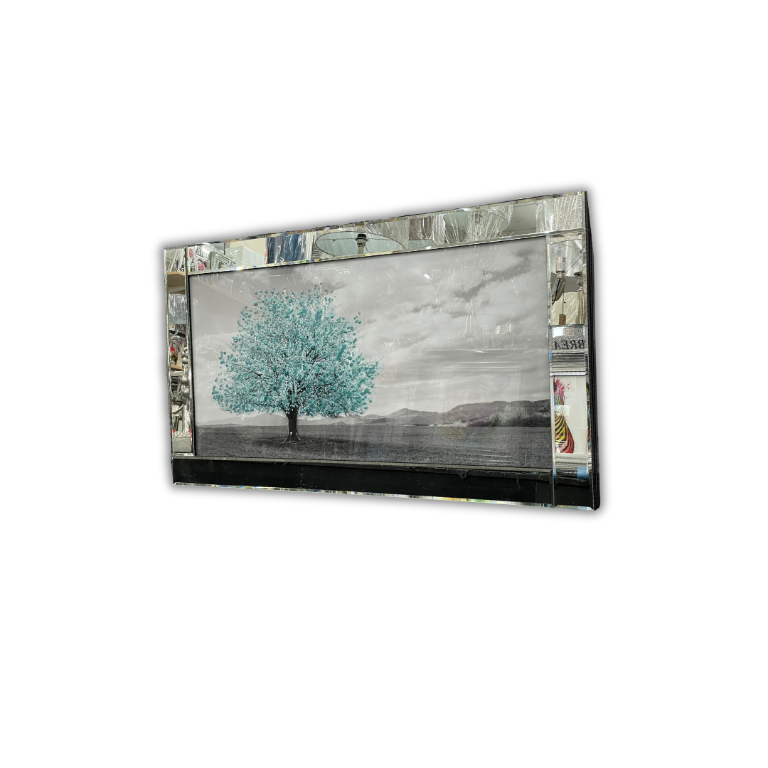 Tranquil Green Tree Blossoms picture with mirror frame