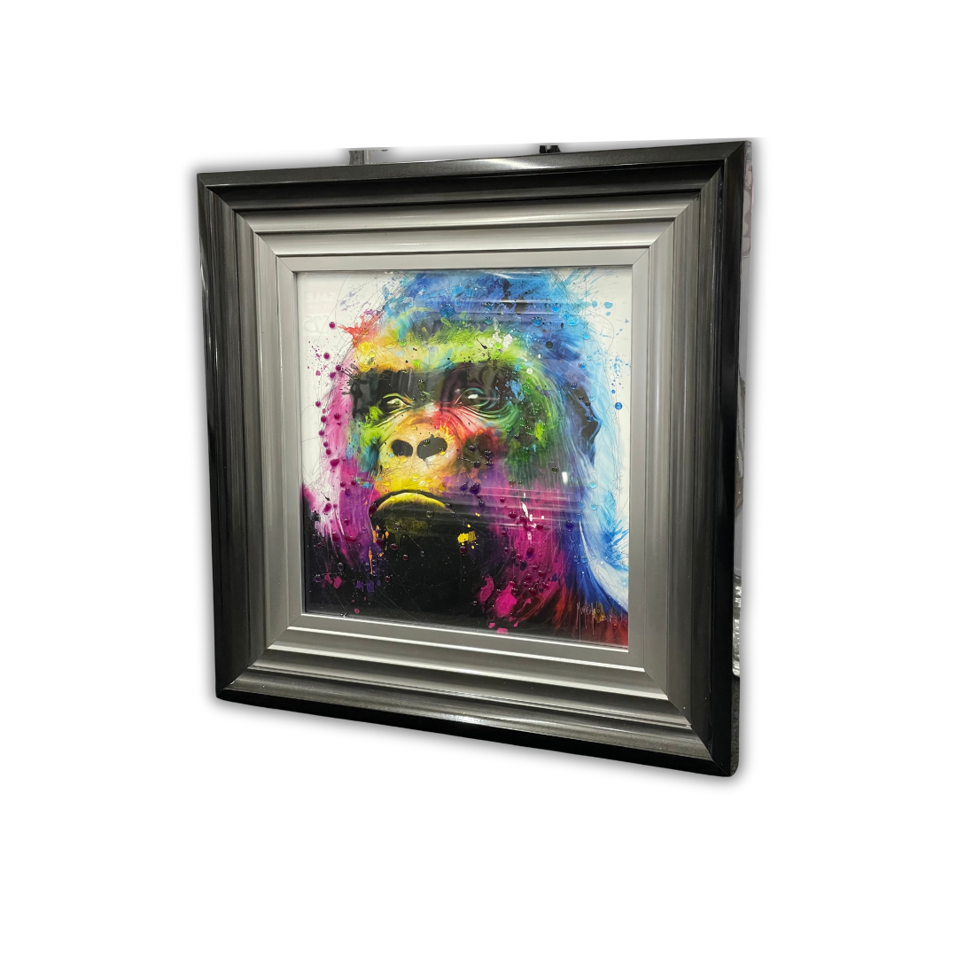 Multicolor Gorilla Face Wall Art with Two-Tone Frame