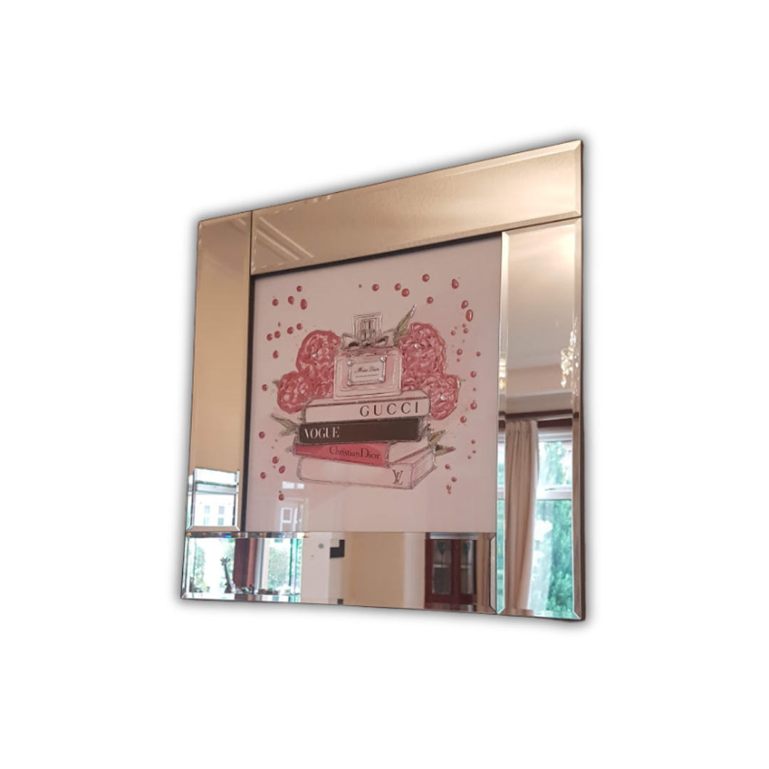 Pink Blossoms & Bottle on Books