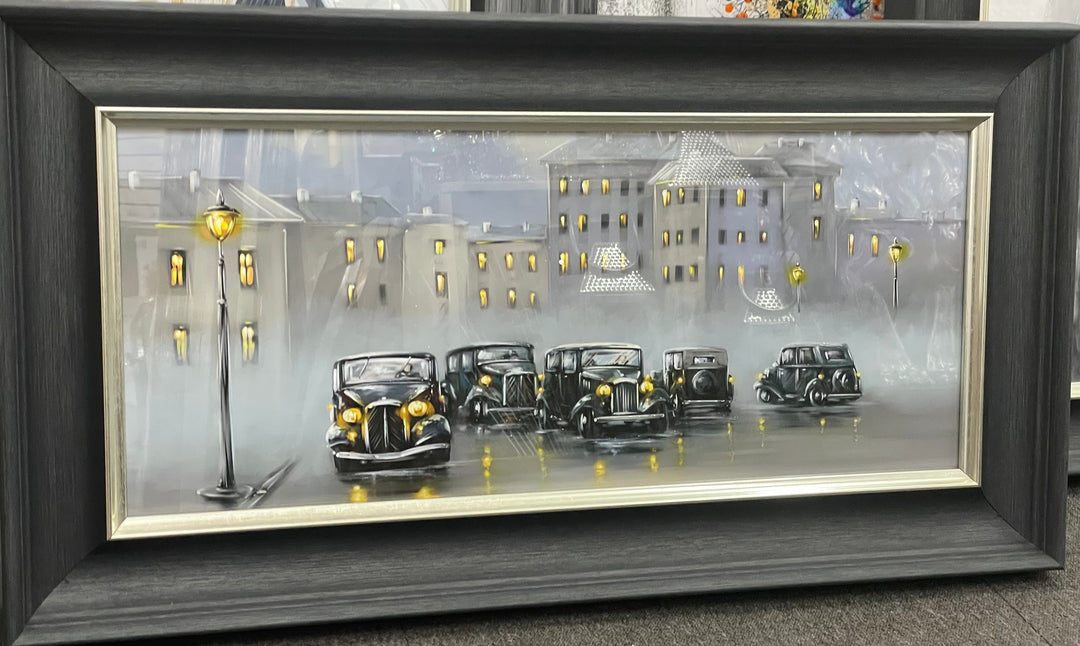 Black Vintage Cars Wall Art with Black Cove Frame