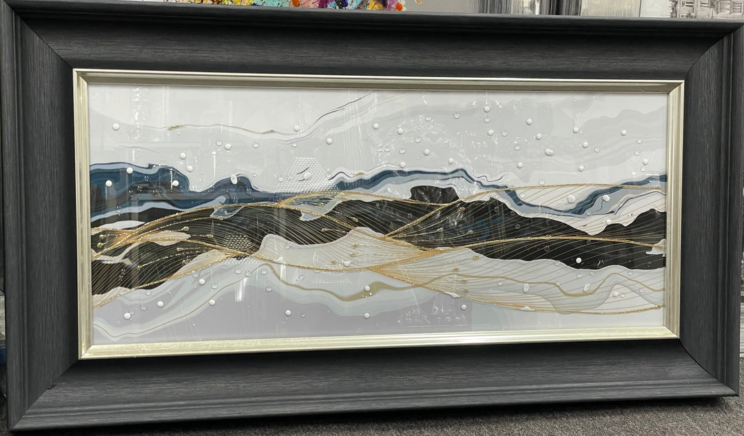 Abstract Landscape Wall Art with Black Cove Frame