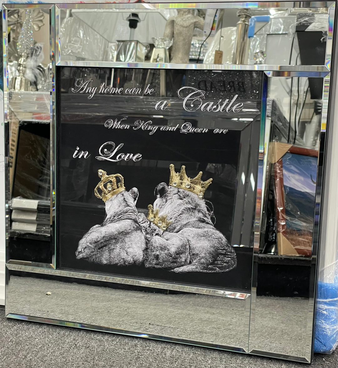 Lion Family with Gold Crowns Mirror Frame picture