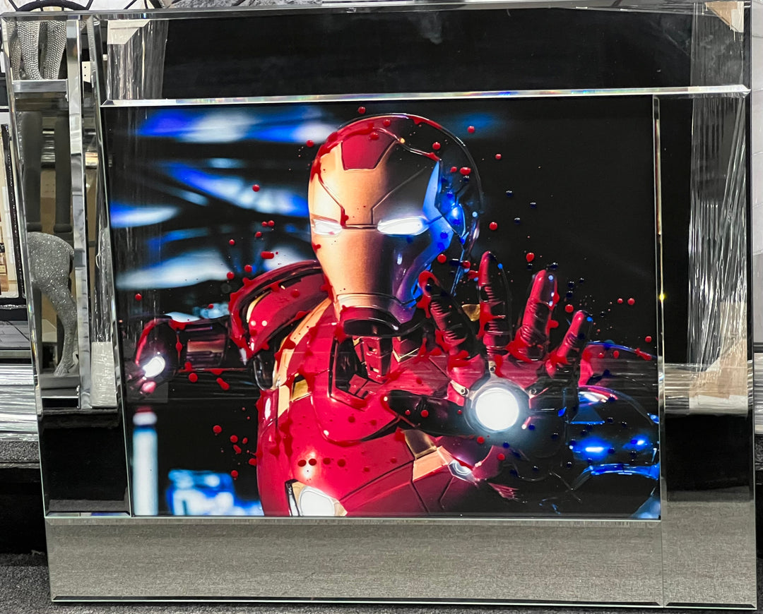 Iron Man Marvel Wall Art with Liquid Art & Mirror Frame
