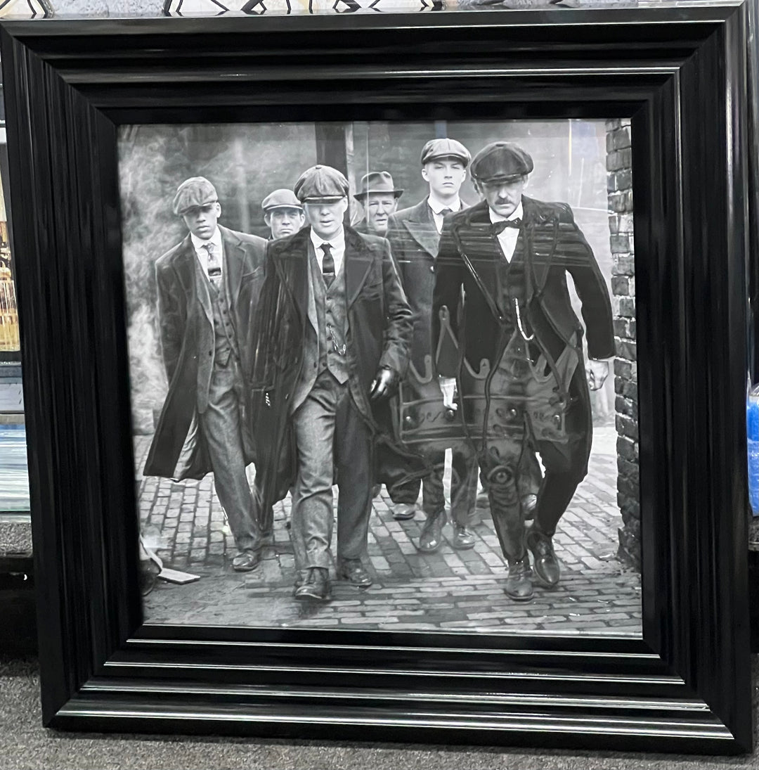 Black & White Peaky Blinders Wall Art Picture with Black Step Frame