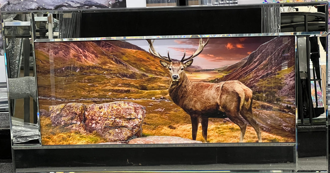 Majestic Stag Liquid Art Picture with Mirror Frame
