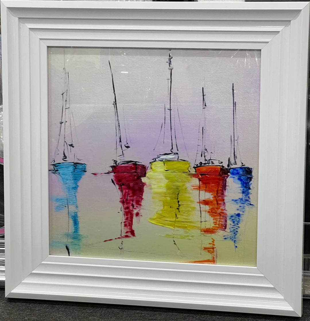 Multicolour Sailing Boats Wall Art Picture Coastal Theme Wall Decor