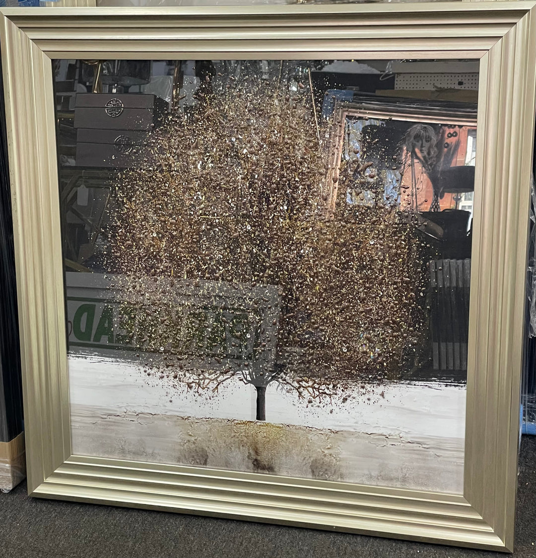 Golden Tree Liquid Art Wall Decor