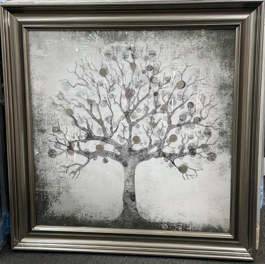 money tree framed picture Money Tree with Neutral Colours Liquid Art – The Home Interiors