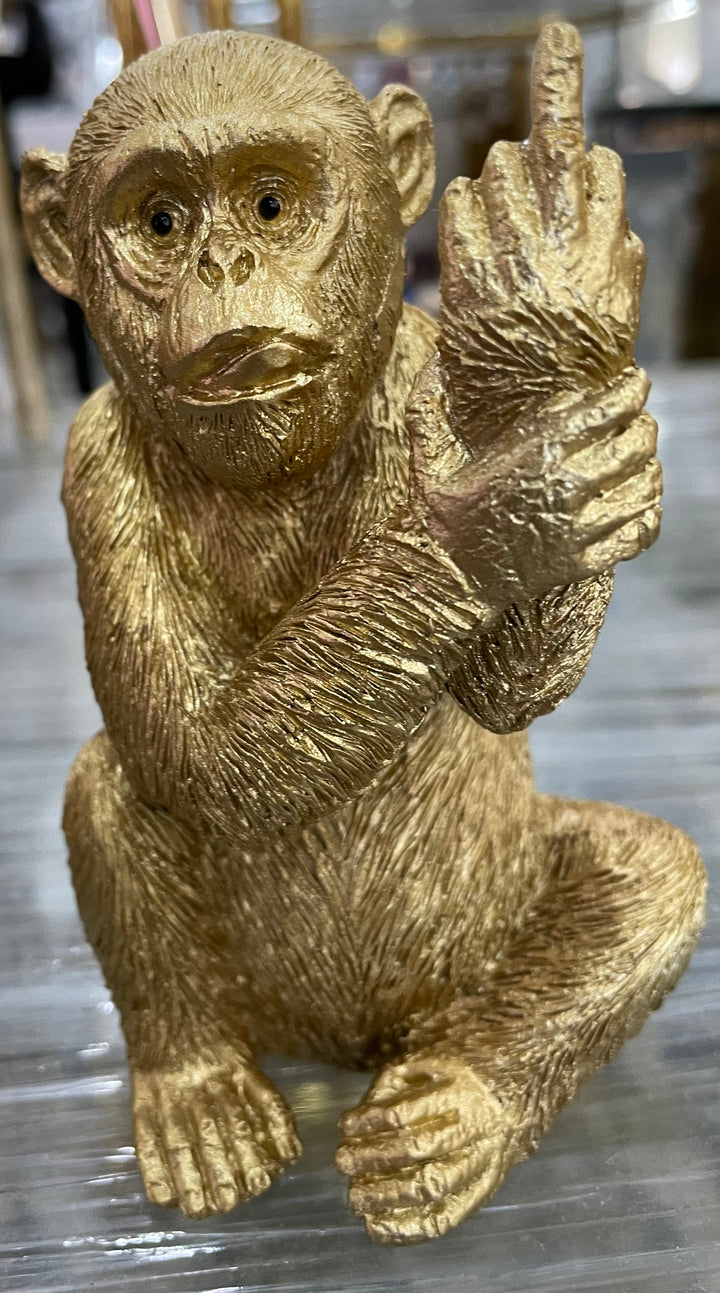 Gold Up Yours Rude, Quirky Monkey Ornament