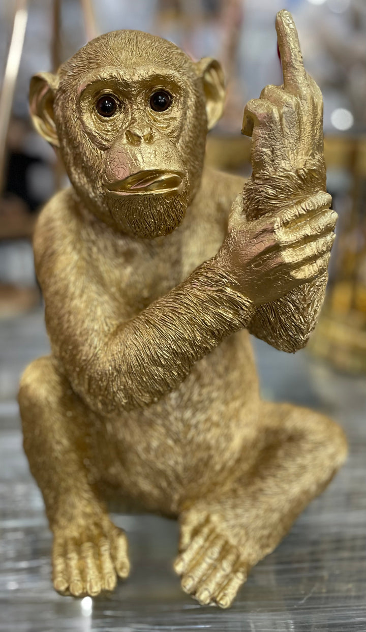 Gold Up Yours Rude, Quirky Monkey Ornament