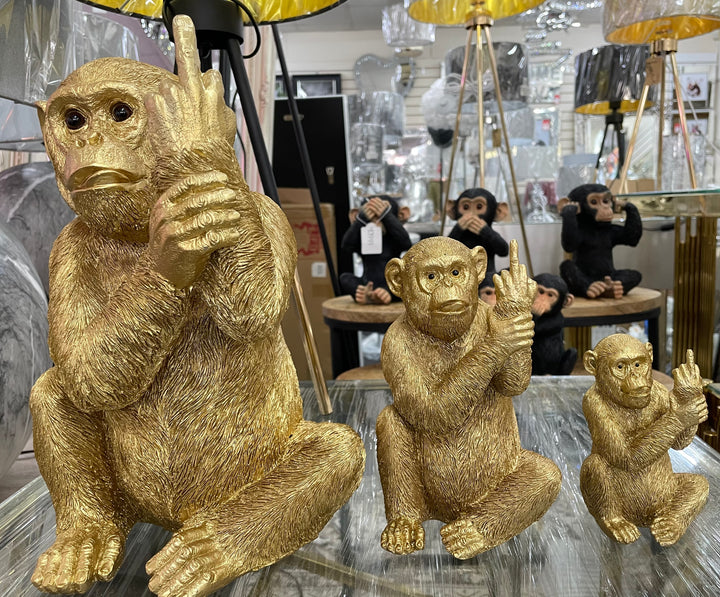 Gold Up Yours Rude, Quirky Monkey Ornament