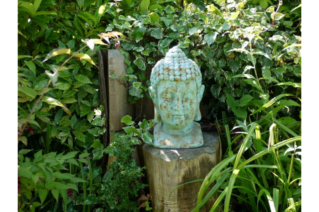 Large Blue Buddha Head Sculpture Indoor and Outdoor Statement Décor