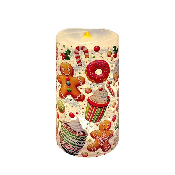 15cm LED Lit Gingerbread & Candy cane Candle Spinner Festive Christmas Delight