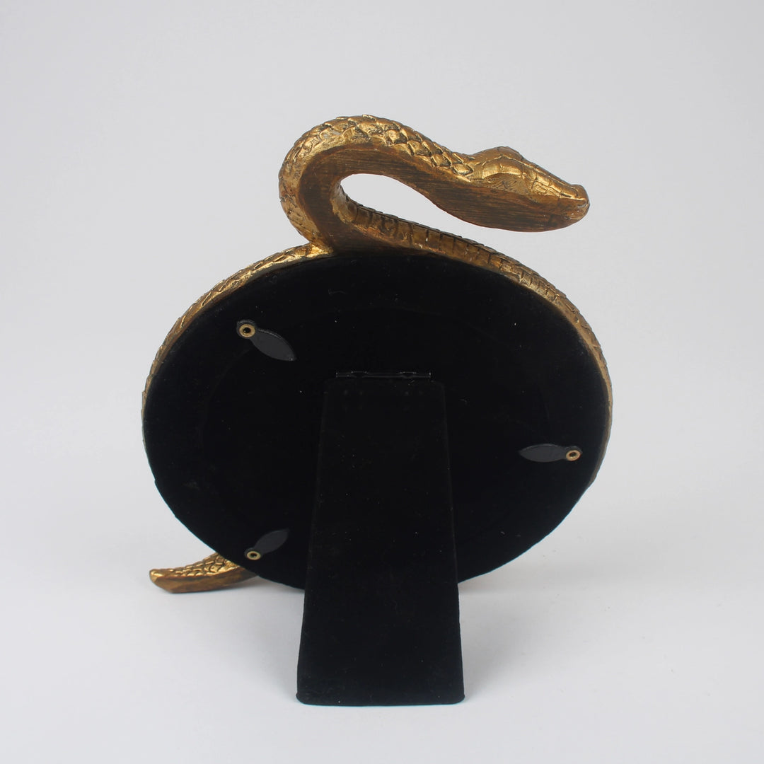 Gold Snake Photo Frame – Coiled Serpent Resin Picture Holder