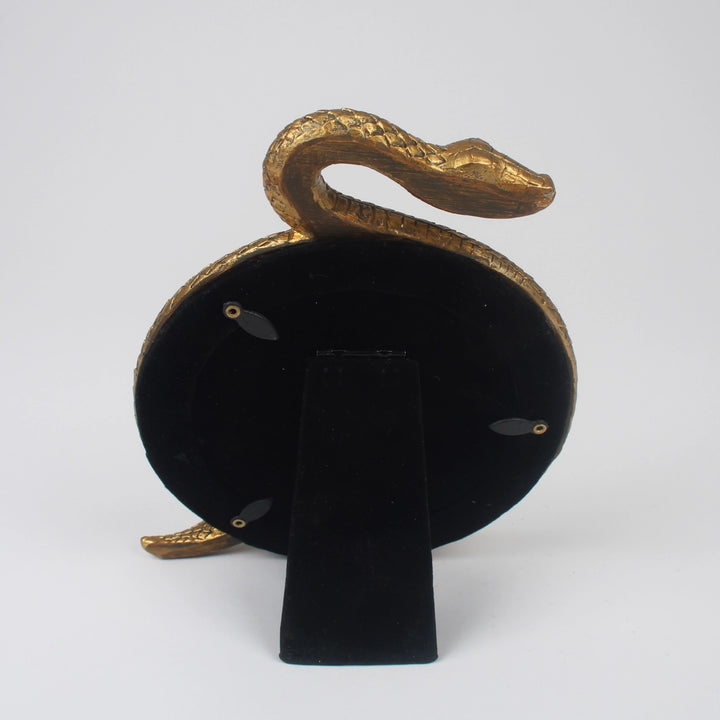 Gold Snake Photo Frame – Coiled Serpent Resin Picture Holder